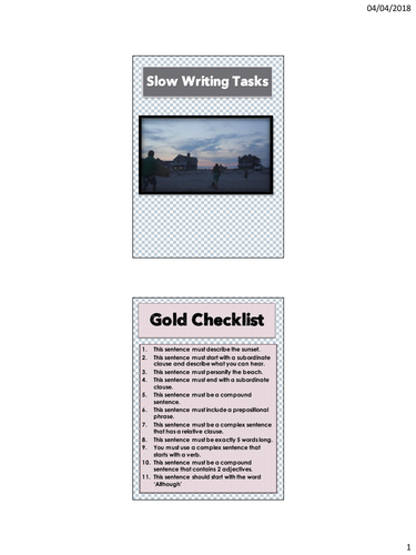 SLOW WRITING - DESCRIPTIVE SETTINGS - COMPLETE LESSON | Teaching Resources