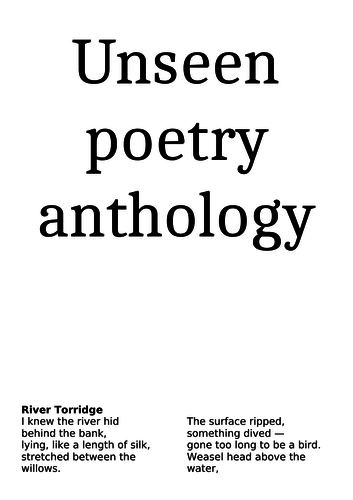Unseen poetry anthology 2