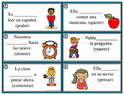 Spanish Task Cards: Stem Change Verbs - Shoe Verbs (Poder, Querer ...