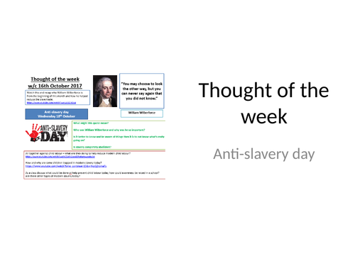 2018 Thought of the week Anti-slavery day