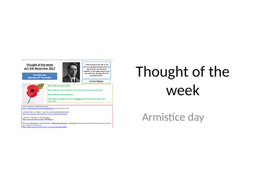 2018 Thought of the week Armistice Day