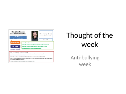 2018 Thought of the week Anti-bullying week