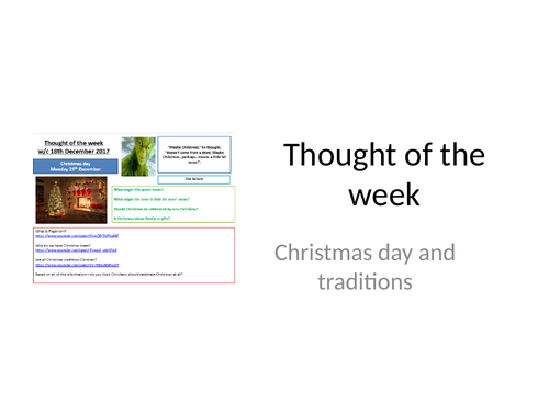 2018 Thought of the week Christmas day and origins of traditions