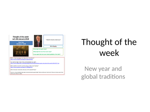 2018 Thought of the week New Year and global traditions