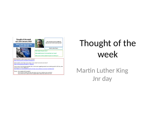 2018 Thought of the week Martin Luther King Jnr Day