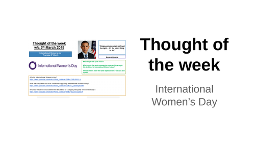 2018 Thought of the week International Women's day