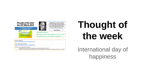 2018 Thought of the week International Day of Happiness
