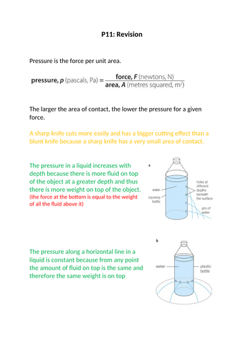 Aqa Gcse 9 1 Physics Revision Pack P11 Teaching Resources 1278