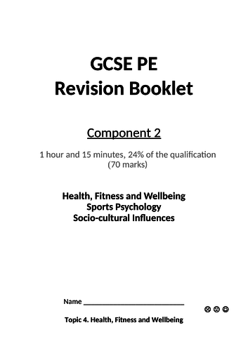 Revision Booklet for GCSE PE Edexcel Course (2016 onwards) Component 2