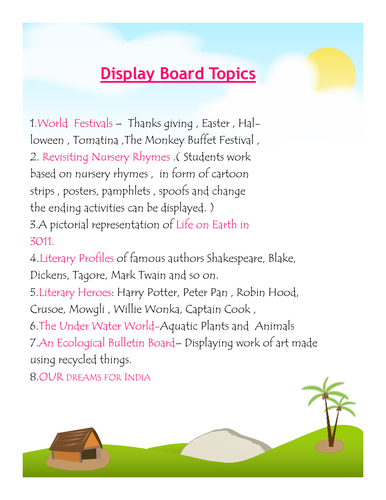 School Display Board Topics