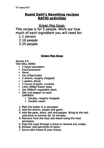 Roald Dahl's Revolting Recipes - Ratio and Proportion | Teaching Resources