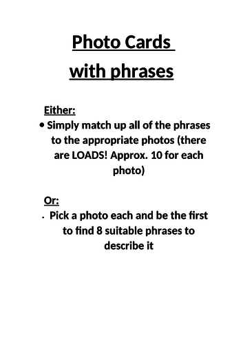 German GSCE Photo card activity | Teaching Resources