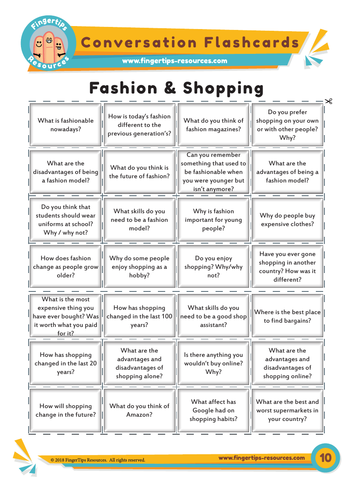 Fashion & Shopping - Conversation Flashcards | Teaching Resources