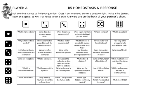 Paired game of questions and answers for AQA B5 biology trilogy content ...