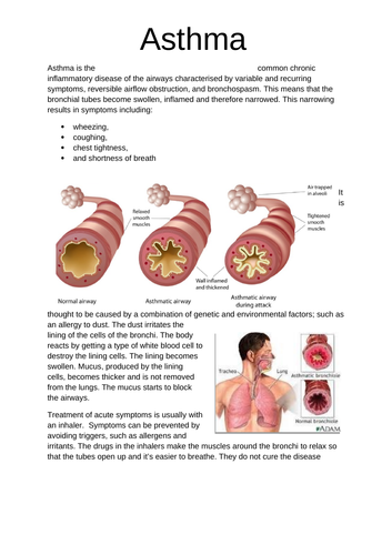 KS3 Smoking, Asthma and Gas Exchange | Teaching Resources