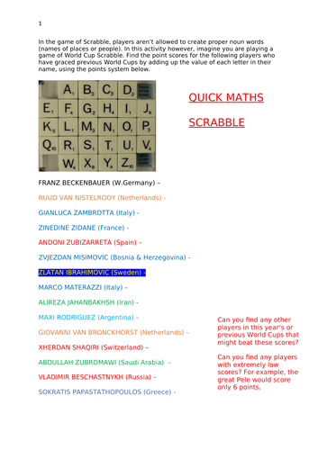 World Cup Maths