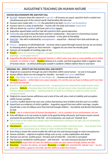 Augustine's Teaching on Human Nature - OCR Religious Studies A Level