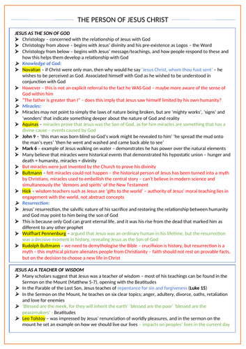 The Person of Jesus - OCR Religious Studies A Level