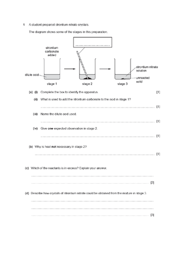 OCR Gateway chemistry Experimental questions | Teaching Resources