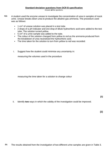 Statistical tests in biology test & STATS exam q pack ( OCR A-level ...