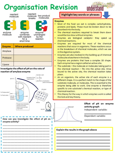 Aqa 1 9 Gcse Biologyscience Biological Organisation Revision Workbook Teaching Resources 1396