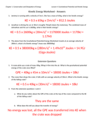 kinetic energy worksheet with answers teaching resources