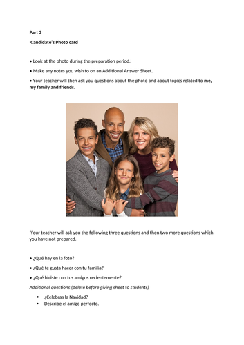 Spanish Photo Card Practice  Family  Teaching Resources