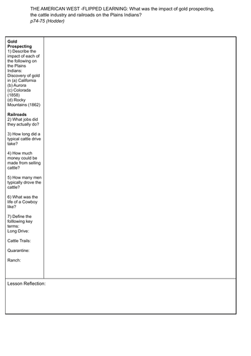 AMERICAN WEST FLIPPED LEARNING 20: What was the impact of prospecting, cattle & railroads ?
