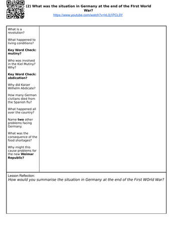 EDEXCEL 9-1 GERMANY KEY TOPIC ONE FLIPPED LEARNING 2: What was Germany like in Nov 1918?