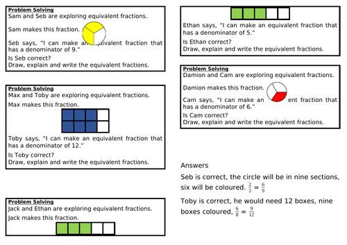Equivalent fractions (1), Summer Block 1, Year 3