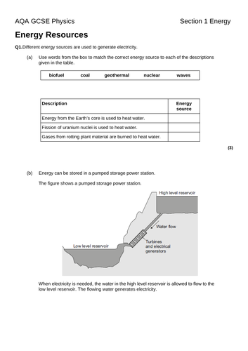 Section 1 - Energy - Energy resource assessment