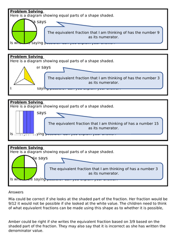 Equivalent Fractions (3), Summer Block 1, Year 3