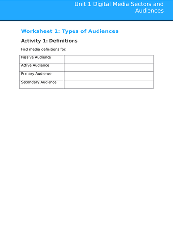 Unit 1 Bundle: BTEC First in Creative Digital Media Production ...