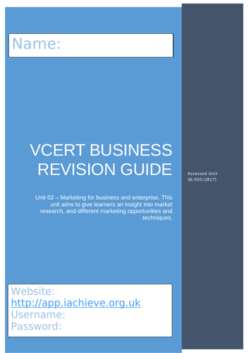 VCERT Business Level 2 - Revision Workbook - Unit 02 – Marketing for ...