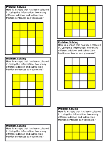 Subtracting Fractions, Summer Block 1, Year 3