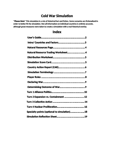 U.S. History Cold War Simulation