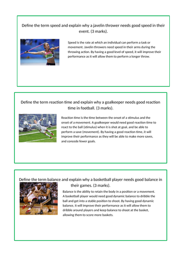 Edexcel GCSE PE - Skill Related components of fitness exam practice ...