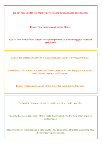 Edexcel GCSE PE - Components of fitness revision activities & LOOP ...