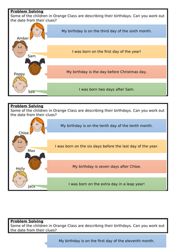 Months and Years, Summer Block 2, Year 3