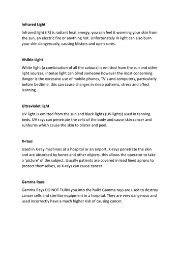 KS3 Risks of EM radiation | Teaching Resources