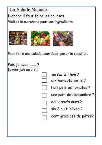 Market experience- Au Marche | Teaching Resources