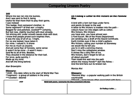 comparing unseen poetry gcse 1939 literature finding practice letter english poems kb pptx