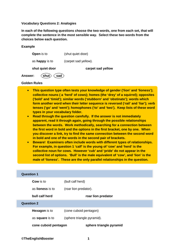 verbal reasoning worksheets teaching resources