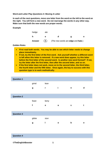 verbal reasoning worksheets teaching resources