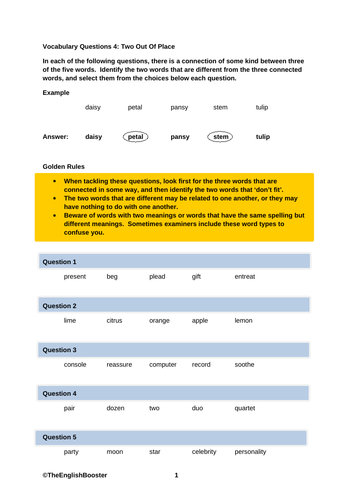 verbal reasoning worksheets teaching resources