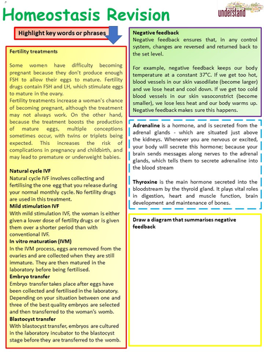 AQA 1-9 GCSE Biology (Science) Homeostasis Revision Workbook | Teaching ...