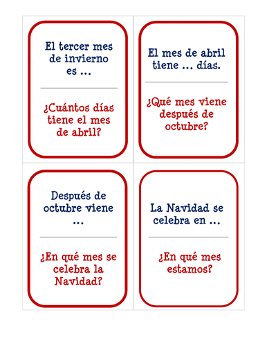 El calendario - Card Game