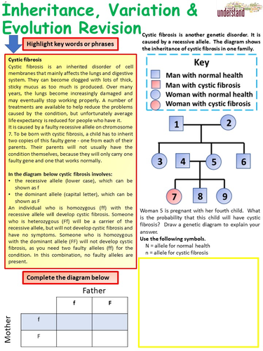 Aqa 1 9 Gcse Biology Science Inheritance Variation And Evolution Revision Workbook Teaching 5183