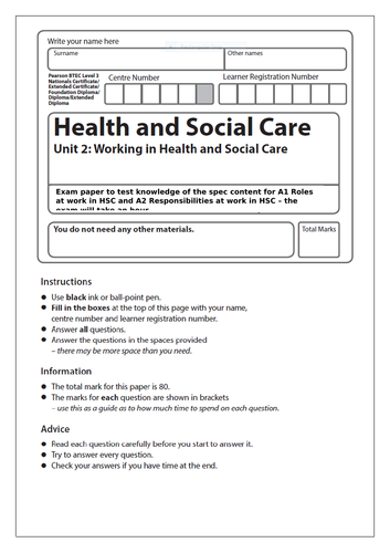 btec-level-3-health-and-social-care-unit-2-working-in-health-laa-mock