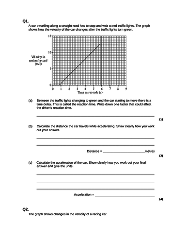 Velocity-Time Graphs | Teaching Resources